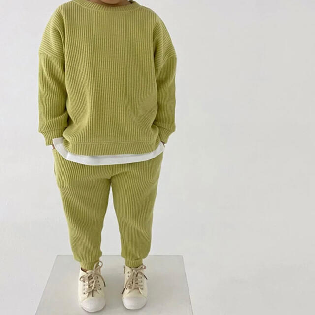 韓国子供服 リブベビーセットアップ　上下 キッズ/ベビー/マタニティのベビー服(~85cm)(トレーナー)の商品写真