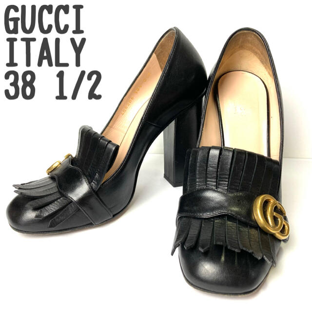 GUCCI グッチ キルトローファーパンプス イタリア GGマーモント レザー