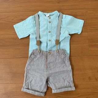 エイチアンドエム(H&M)のトップス＆ハーフパンツ＆サスペンダーセット☆(シャツ/カットソー)