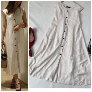 ジャスグリッティー(JUSGLITTY)のジャスグリッティー ロングワンピース 麻 フレア ノースリーブ 春服夏服(ロングワンピース/マキシワンピース)