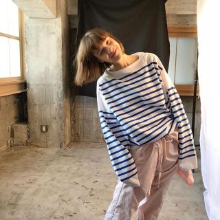 コモリ(COMOLI)のOUTIL “TRICOT AAST” バスクシャツ サイズ3 未使用新品(Tシャツ/カットソー(七分/長袖))