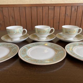 希少　豪華 Wedgwood コロンビアセージグリーン　2種×3客