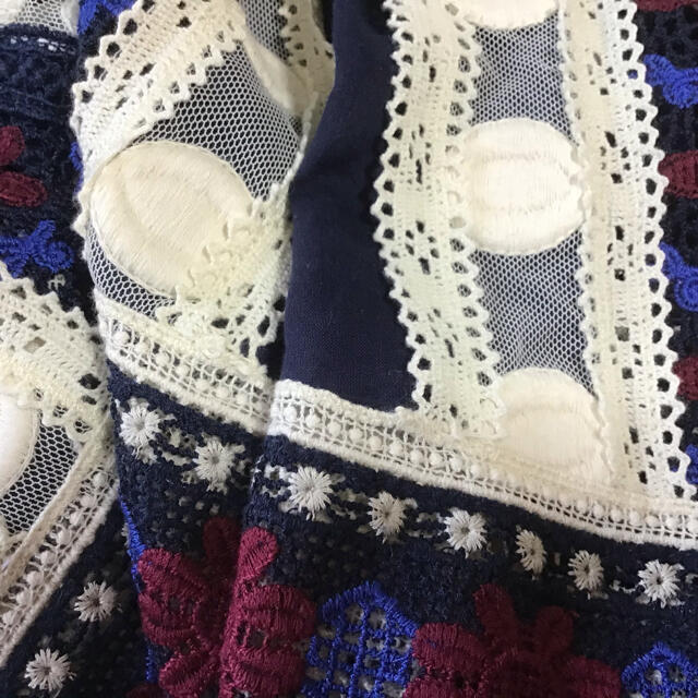 【年中無休】トップスかもしませ 美品 ブラウス レース フラワー ドット QvqT6-m39795406179