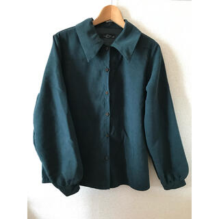 緑　長袖シャツ　韓国　ファッション(シャツ/ブラウス(長袖/七分))