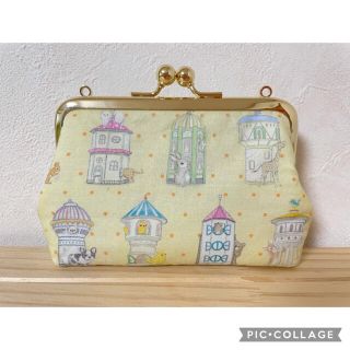 フランシュリッペ(franche lippee)のがま口＊ファニーハウス×花パズル＊パステルレモン(ポーチ)