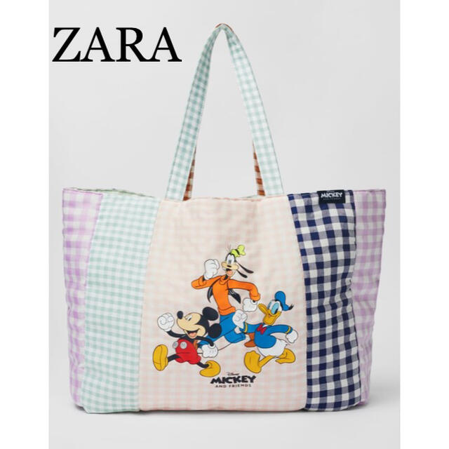 ZARA(ザラ)のZARA♡ギンガムチェックディズニーと仲間たちトートバッグ レディースのバッグ(トートバッグ)の商品写真