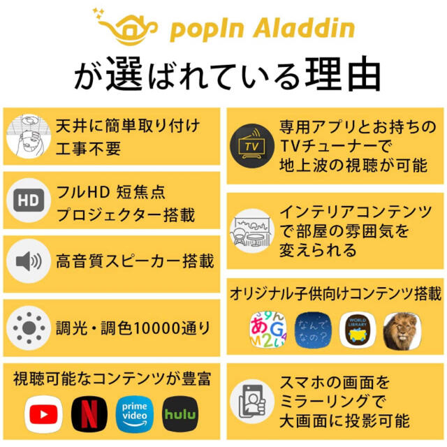 popIn Aladdin 2  スマホ/家電/カメラのテレビ/映像機器(プロジェクター)の商品写真