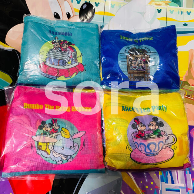 Disney ディズニー レトロ エコバッグ 4色セット アトラクション カプセルトイ ガチャの通販 By Sky1118 ディズニーならラクマ