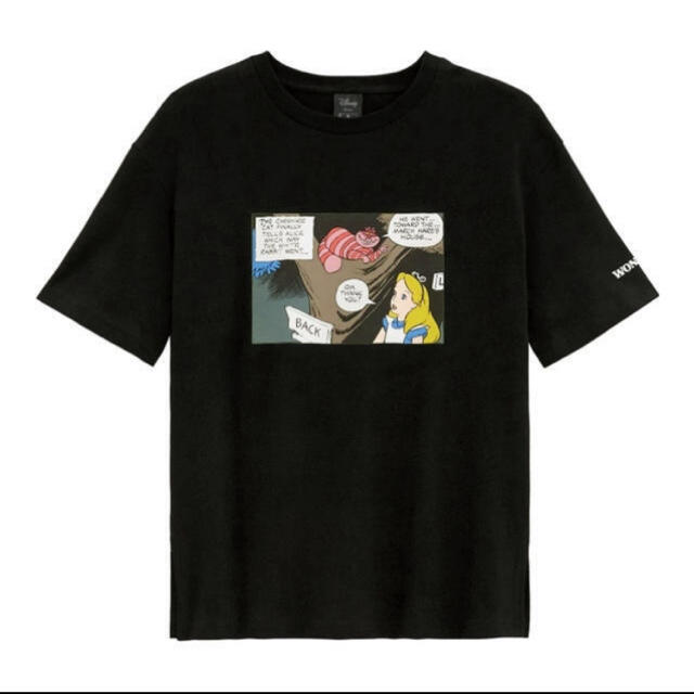 GU(ジーユー)のオレンジペコー様　【新品】GU ディズニーコラボ　アリス　Tシャツ　ブラック レディースのトップス(Tシャツ(半袖/袖なし))の商品写真