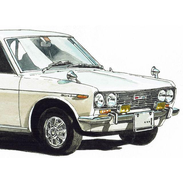 日産(ニッサン)のNC-1239ブルーバードSSS限定版画サイン有額装作家平右ヱ門 エンタメ/ホビーの美術品/アンティーク(版画)の商品写真