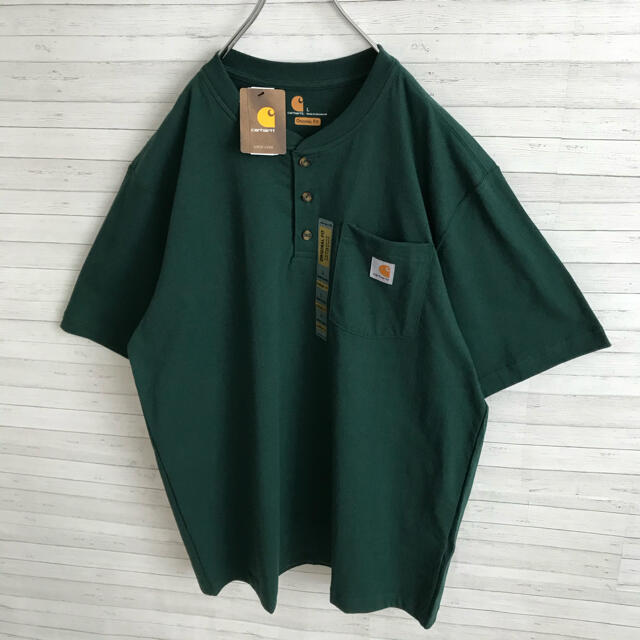 carhartt(カーハート)の【新品未使用】カーハート☆刺繍ロゴ ヘンリーネック Tシャツ XLサイズあり メンズのトップス(Tシャツ/カットソー(半袖/袖なし))の商品写真