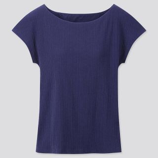 ユニクロ(UNIQLO)のUNIQLO リブボートネックフレンチスリーブ(Tシャツ(半袖/袖なし))