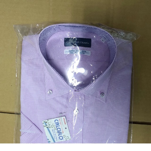 青山(アオヤマ)のChristian　orani　Mサイズ　半袖ワイシャツ　パープルチェック メンズのトップス(シャツ)の商品写真