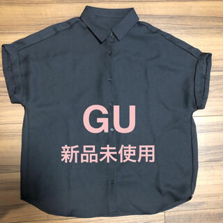 ジーユー(GU)の新品未使用 GU ジーユー 半袖エアリーシャツ ブラック M(シャツ/ブラウス(半袖/袖なし))