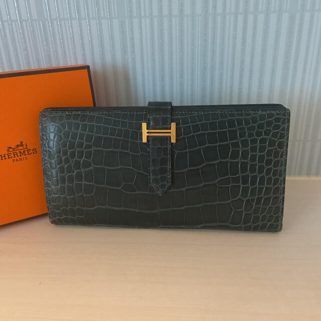 エルメス　ベアンスフレ　アリゲーター　クロコダイル　長財布　希少　HERMES