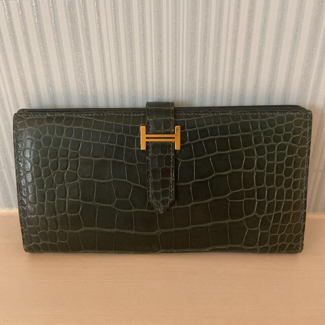 エルメス　ベアンスフレ　アリゲーター　クロコダイル　長財布　希少　HERMES