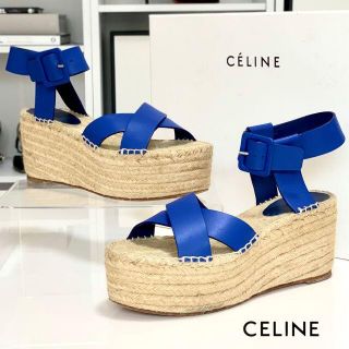 セリーヌ(celine)の1133 セリーヌ フィービー ウェッジサンダル 青(サンダル)