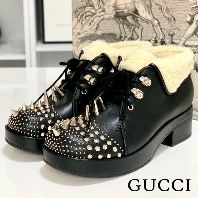 一番の贈り物 - Gucci 2503 黒 スニーカー レースアップ スタッズ