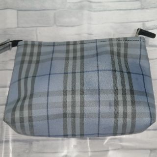 バーバリー(BURBERRY)の【即日発送】Burberry London ミニポーチ ブルー チェック 水色(ポーチ)