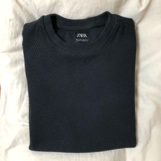 ザラ(ZARA)のすかい様専用　ZARA テクスチャ生地スウェットトップ　黒 S(スウェット)