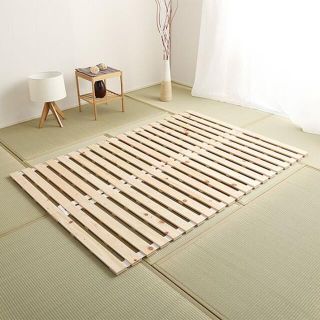 すのこベッドロール式　檜仕様(ダブル)【涼風】 すのこ ベッド(すのこベッド)