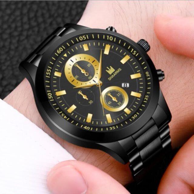 メーカー公式 新品 デュアルタイプ SHAARMS 腕時計メンズ ブラック PG