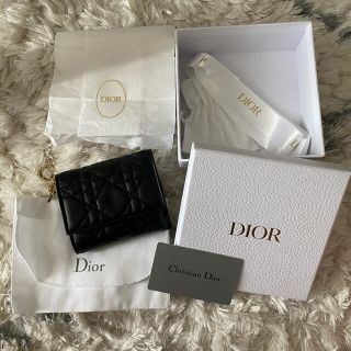 クリスチャンディオール(Christian Dior)のLADY DIOR ロータスウォレット カナージュ ブラック ミニ財布 (財布)