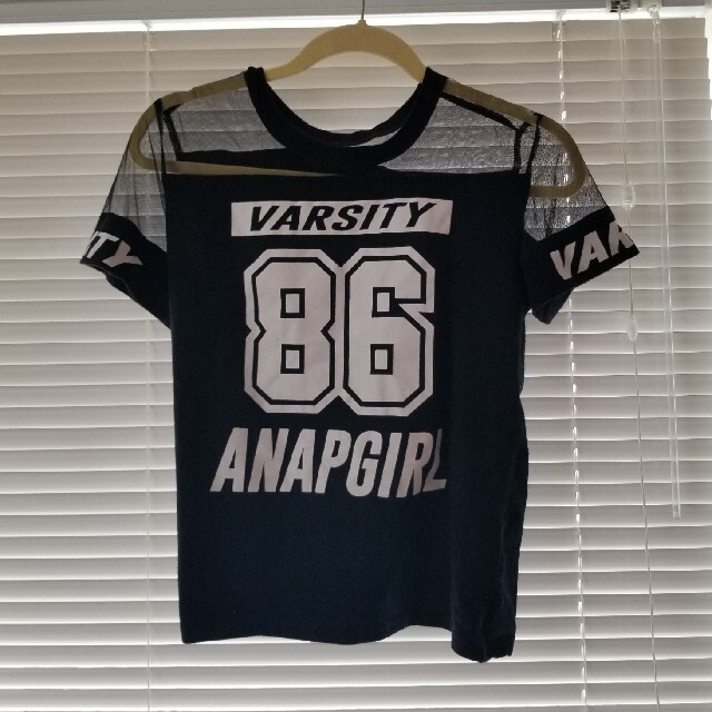 ANAP(アナップ)のANAPガール　チュール切替ナンバリングTOPS　S レディースのトップス(Tシャツ(半袖/袖なし))の商品写真