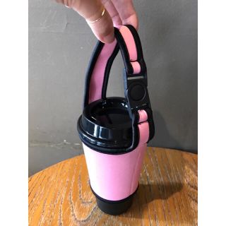 飲み物／ドリンクホルダー　パステルピンク　スタバ　トール　コンビニドリンクM(エコバッグ)