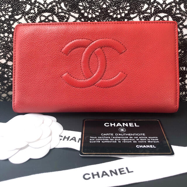 CHANEL(シャネル)の正規品【超美品】シャネル 長財布 デカココ キャビアスキン オレンジブラウン レディースのファッション小物(財布)の商品写真