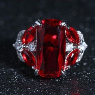 【光輝燦然】19連ダイヤモンドルビーリング　4ct #プラチナ加工＃(リング(指輪))