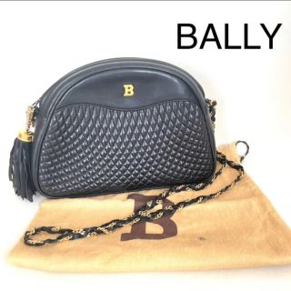 バリー(Bally)の極美品　BALLY ショルダーバック　ビンテージ　フリンジ　ブラック(ショルダーバッグ)