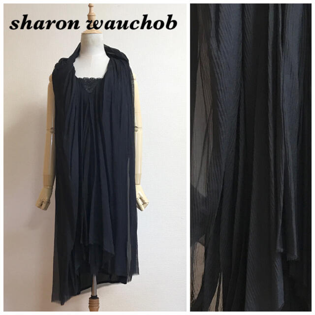 43cm着丈sharon wauchob シルクノースリーブドレス ワンピース