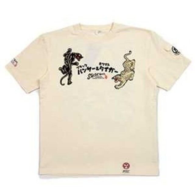 TEDMAN(テッドマン)の粋狂/ﾀｲｶﾞｰ&ﾊﾟﾝｻｰ/Tｼｬﾂ/ﾎﾜｲﾄ/SYT-195/ｴﾌ商会 メンズのトップス(Tシャツ/カットソー(半袖/袖なし))の商品写真