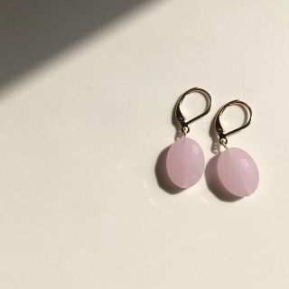 ヤエカ(YAECA)の018 一粒ビジュー　楕円　桜ピンク　ピアス　イヤリング　ハンドメイド　アネモネ(ピアス)