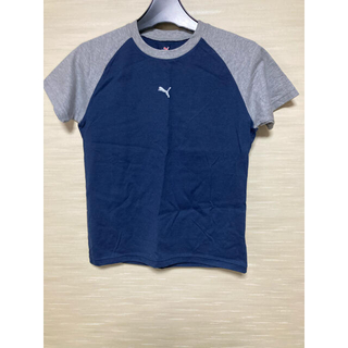 プーマ(PUMA)のプーマ　半袖Tシャツ（ネイビー×グレー）レディスM(Tシャツ(半袖/袖なし))