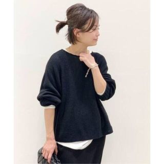 新品2点★アゼ Border knit／サーマルプルオーバー ネイビー