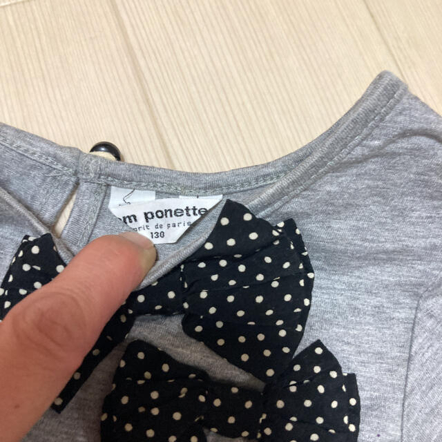 pom ponette(ポンポネット)のpom  ponet リボンのふんわり水玉ワンピース♪130 キッズ/ベビー/マタニティのキッズ服女の子用(90cm~)(ワンピース)の商品写真