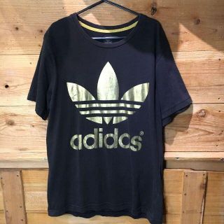 アディダス(adidas)の送料込み adidas Tシャツ 金ロゴ 古着(Tシャツ/カットソー(半袖/袖なし))