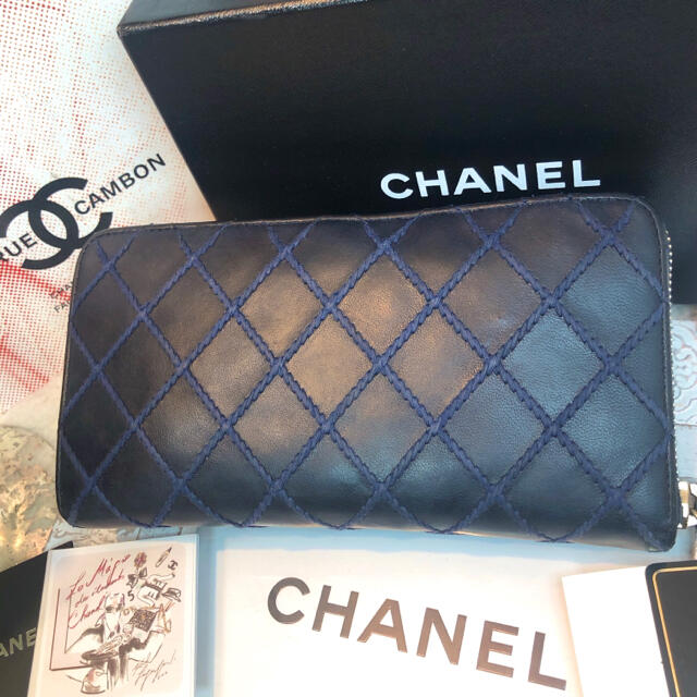 CHANEL(シャネル)の【美品❣️】シャネル　ワイルドステッチ　ラウンドジップ　長財布　マトラッセ レディースのファッション小物(財布)の商品写真