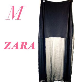 ザラ(ZARA)のZARA ザラ　ロングスカート シースルースカート　ブラック(ロングスカート)