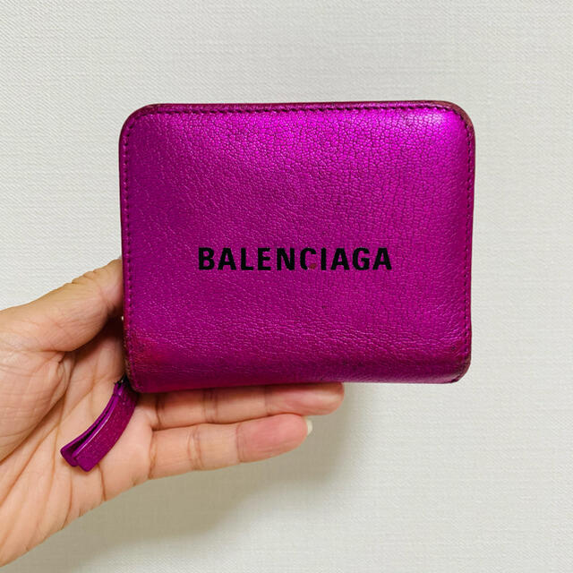 BALENCIAGA 二つ折り財布 メタリックピンク