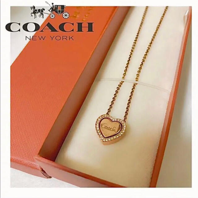 値下げ‼️COACHコーチ🖤ピンクゴールド💜ハート レディースのアクセサリー(ネックレス)の商品写真