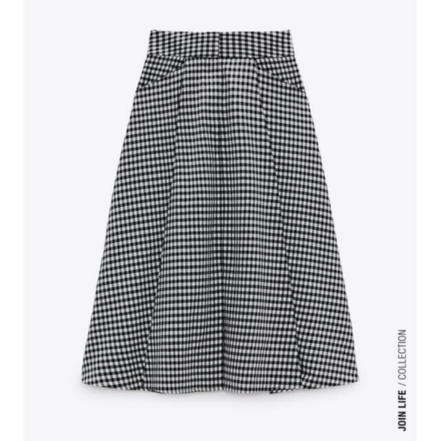 ZARA(ザラ)の新品未使用　タグ付き　ZARA ギンガムチェックフレアスカート　　 レディースのスカート(ロングスカート)の商品写真