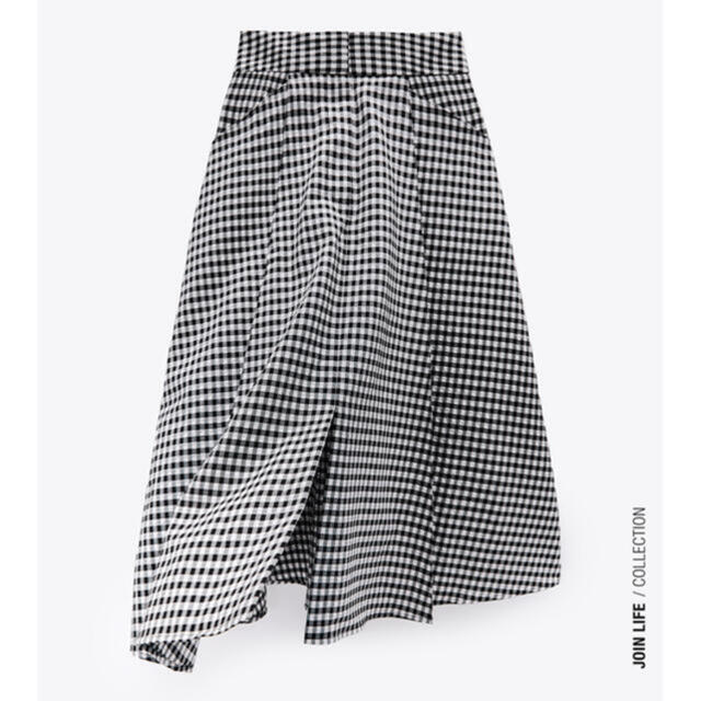 ZARA(ザラ)の新品未使用　タグ付き　ZARA ギンガムチェックフレアスカート　　 レディースのスカート(ロングスカート)の商品写真