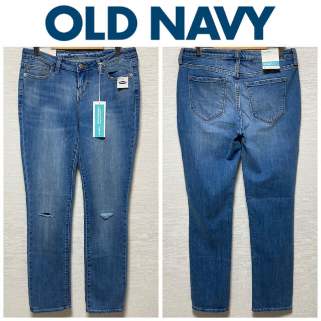 Old Navy(オールドネイビー)のOLD NAVY　デニム　BOYFRIEND STRAIGHT  新品　ダメージ レディースのパンツ(デニム/ジーンズ)の商品写真