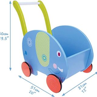 【値下げ】幼児用プッシュ&プル手押し車ワゴントイ カタカタ 歩行器 - ブルー象(手押し車/カタカタ)