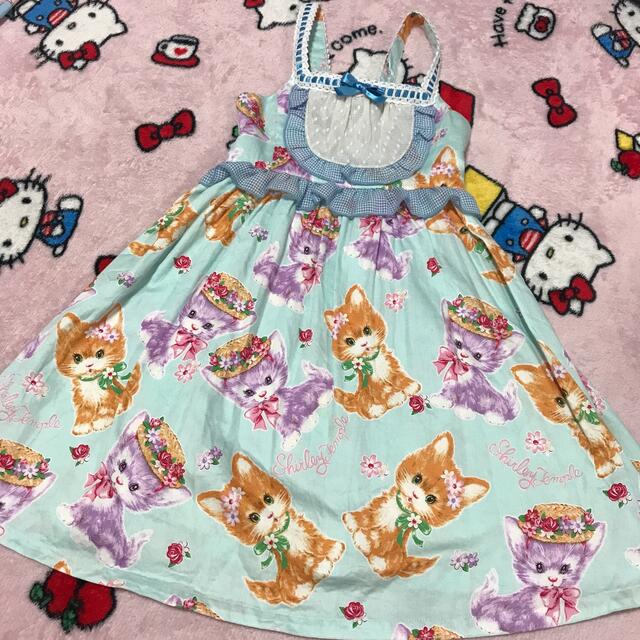 Shirley Temple(シャーリーテンプル)のシャーリーテンプル　ねこワンピース　120 キッズ/ベビー/マタニティのキッズ服女の子用(90cm~)(ワンピース)の商品写真