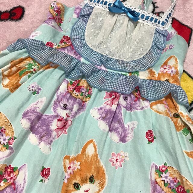 Shirley Temple(シャーリーテンプル)のシャーリーテンプル　ねこワンピース　120 キッズ/ベビー/マタニティのキッズ服女の子用(90cm~)(ワンピース)の商品写真