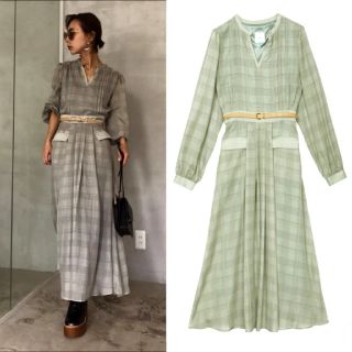 アメリヴィンテージ(Ameri VINTAGE)のAmeri【タグ付未使用品】CHECK RETRO SLENDER DRESS(ロングワンピース/マキシワンピース)